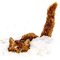 画像1: クロスステッチ キット 雪の中の猫 (MPstudia MPスタジオ HB-557)